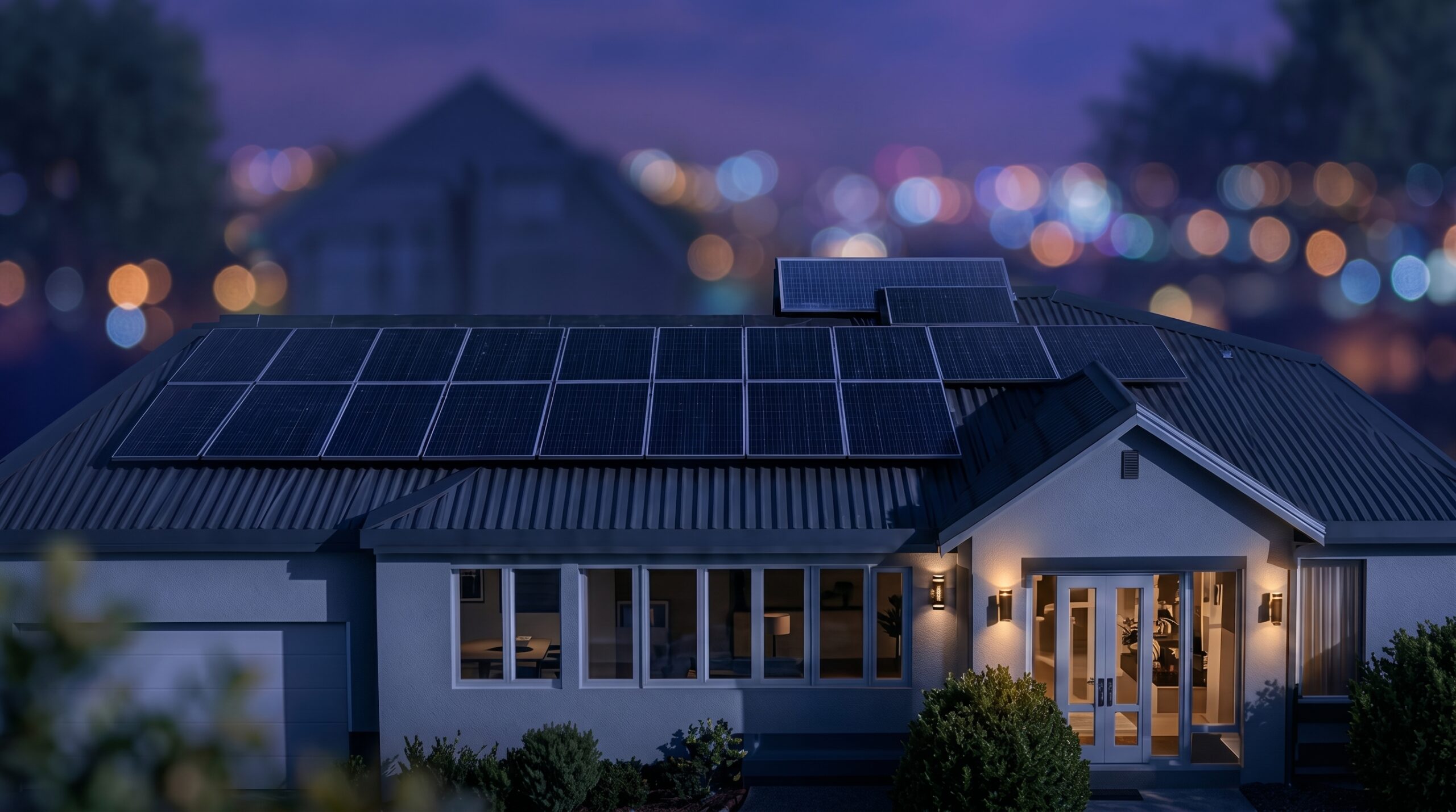 Modern Abuja home with solar panels installed on rooftop connected to inverter and battery storage system
