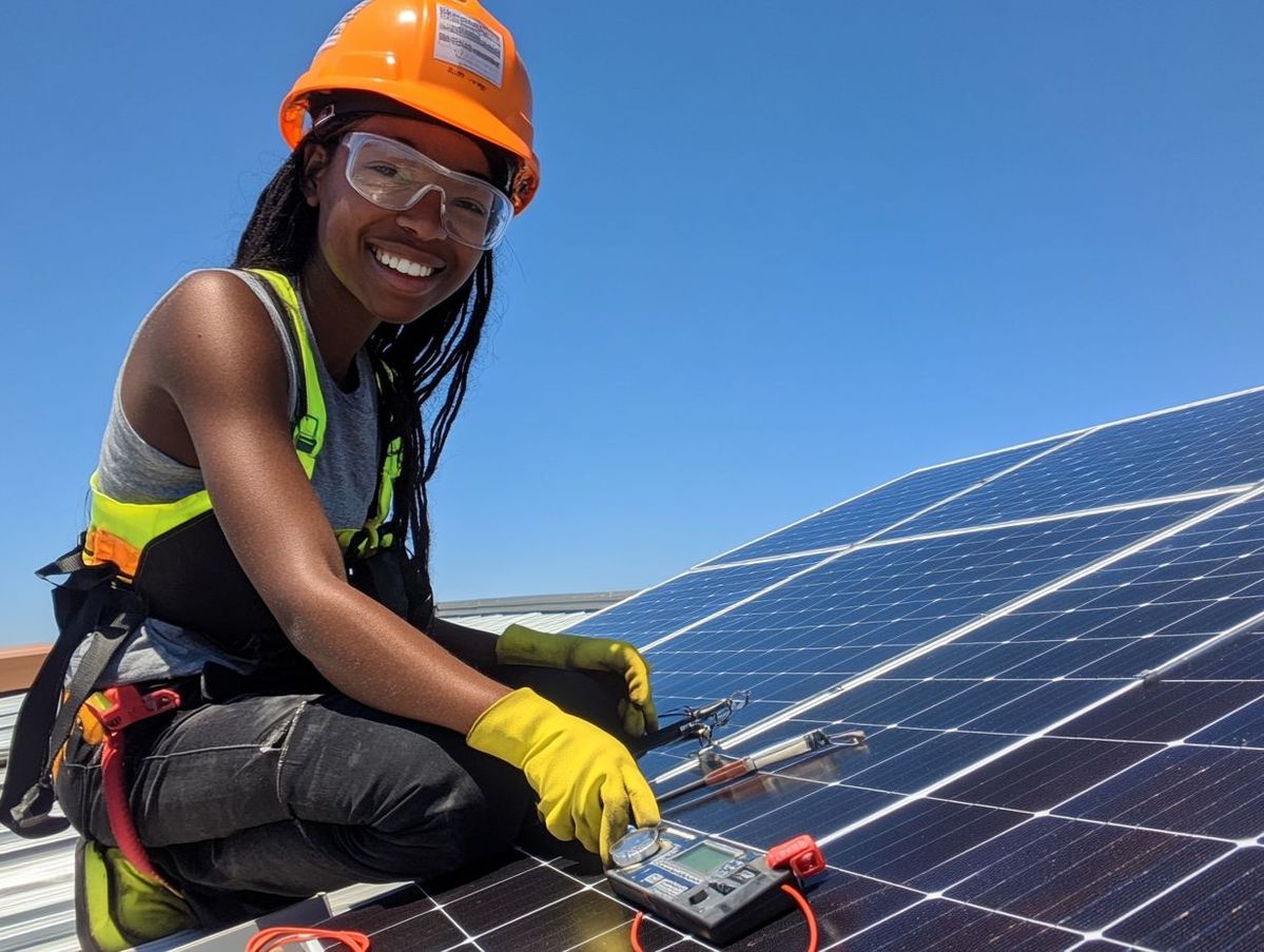 lady solar system installer